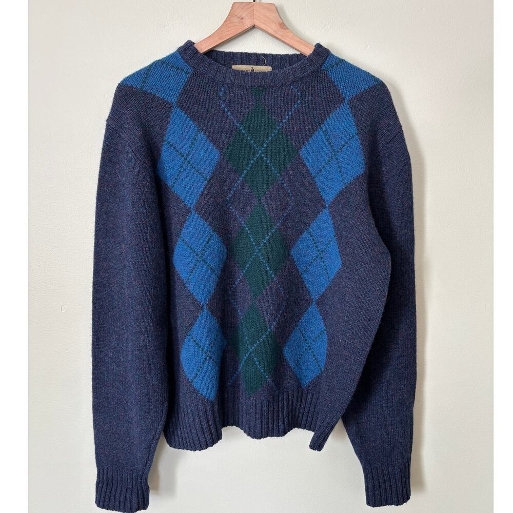 Vintage Argyle Grandpa Shetland Wool Sweater Large